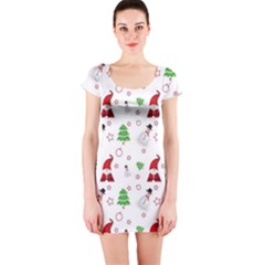 Santa Claus Snowman Christmas Xmas Short Sleeve Bodycon Dress