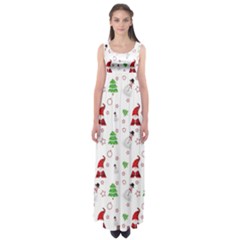 Santa Claus Snowman Christmas Xmas Empire Waist Maxi Dress by Amaryn4rt