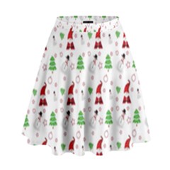 Santa Claus Snowman Christmas Xmas High Waist Skirt