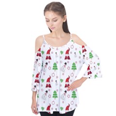 Santa Claus Snowman Christmas Xmas Flutter Tees