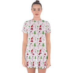 Santa Claus Snowman Christmas Xmas Drop Hem Mini Chiffon Dress by Amaryn4rt