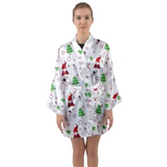 Santa Claus Snowman Christmas Xmas Long Sleeve Satin Kimono