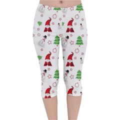 Santa Claus Snowman Christmas Xmas Velvet Capri Leggings 