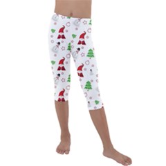 Santa Claus Snowman Christmas Xmas Kids  Lightweight Velour Capri Leggings 