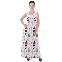 Santa Claus Snowman Christmas Xmas Empire Waist Velour Maxi Dress by Amaryn4rt