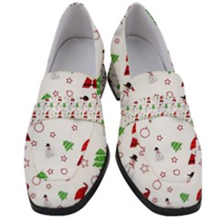 Santa Claus Snowman Christmas Xmas Women s Chunky Heel Loafers