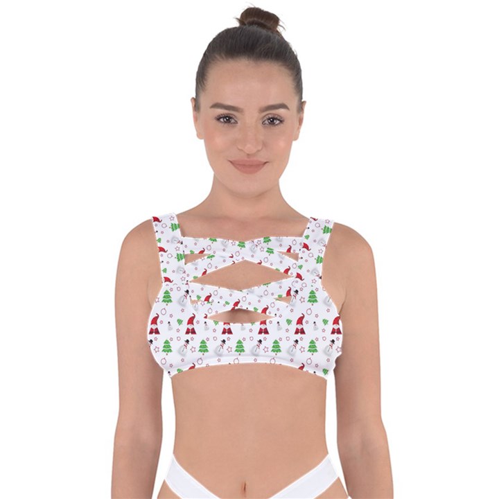 Santa Claus Snowman Christmas Xmas Bandaged Up Bikini Top