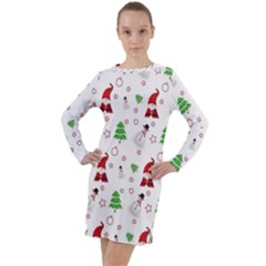 Santa Claus Snowman Christmas Xmas Long Sleeve Hoodie Dress