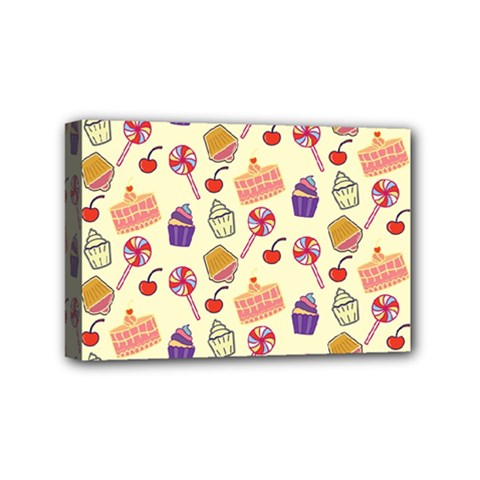 Food Illustration Cupcake Pattern Lollipop Mini Canvas 6  X 4  (stretched) by Amaryn4rt