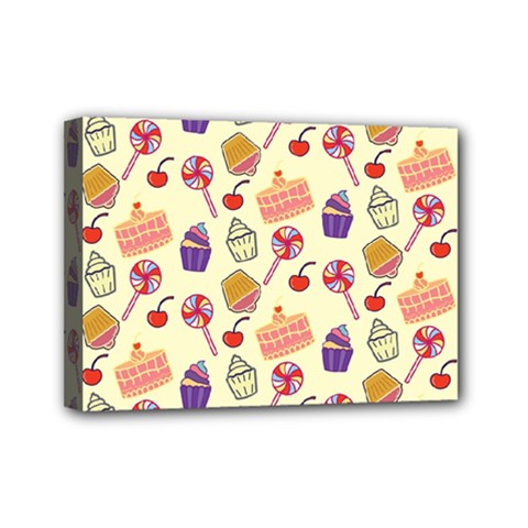 Food Illustration Cupcake Pattern Lollipop Mini Canvas 7  X 5  (stretched) by Amaryn4rt