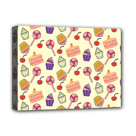 Food Illustration Cupcake Pattern Lollipop Deluxe Canvas 16  X 12  (stretched)  by Amaryn4rt