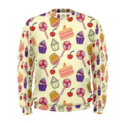 Food Illustration Cupcake Pattern Lollipop Men s Sweatshirt