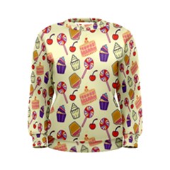 Food Illustration Cupcake Pattern Lollipop Women s Sweatshirt by Amaryn4rt