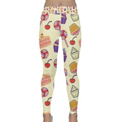 Food Illustration Cupcake Pattern Lollipop Classic Yoga Leggings by Amaryn4rt