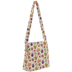 Food Illustration Cupcake Pattern Lollipop Zipper Messenger Bag by Amaryn4rt