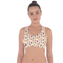 Food Illustration Cupcake Pattern Lollipop Cross String Back Sports Bra by Amaryn4rt