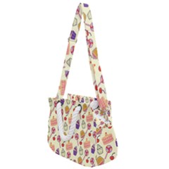 Food Illustration Cupcake Pattern Lollipop Rope Handles Shoulder Strap Bag by Amaryn4rt