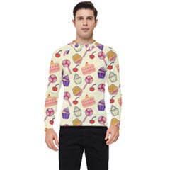 Food Illustration Cupcake Pattern Lollipop Men s Long Sleeve Rash Guard by Amaryn4rt