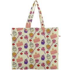 Food Illustration Cupcake Pattern Lollipop Canvas Travel Bag by Amaryn4rt