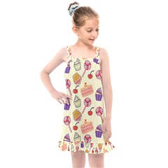 Food Illustration Cupcake Pattern Lollipop Kids  Overall Dress by Amaryn4rt