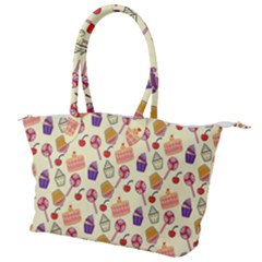 Food Illustration Cupcake Pattern Lollipop Canvas Shoulder Bag by Amaryn4rt