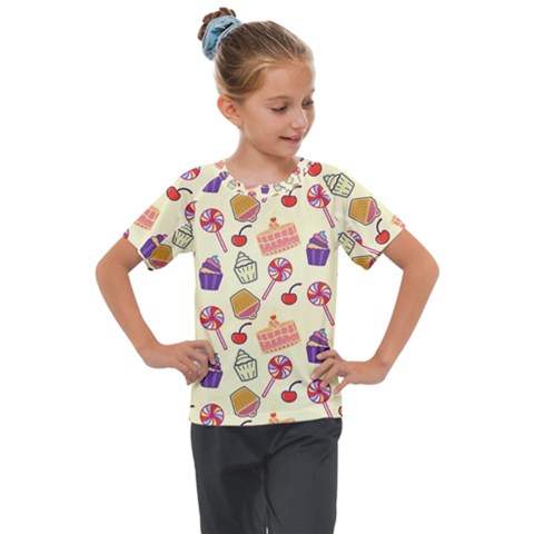 Food Illustration Cupcake Pattern Lollipop Kids  Mesh Piece Tee by Amaryn4rt