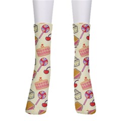 Food Illustration Cupcake Pattern Lollipop Crew Socks by Amaryn4rt