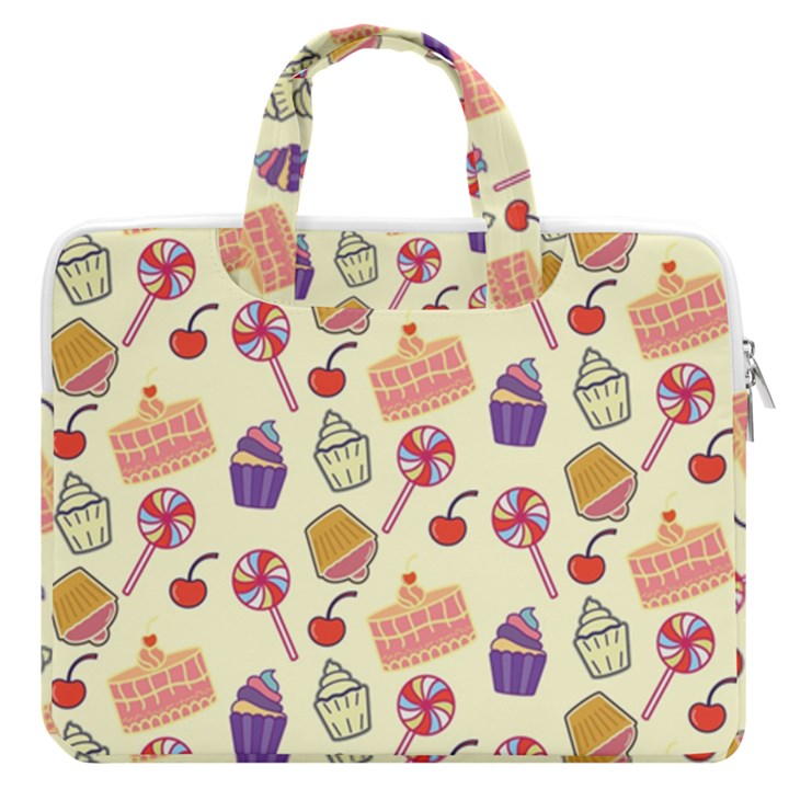 Food Illustration Cupcake Pattern Lollipop MacBook Pro 13  Double Pocket Laptop Bag