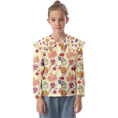 Food Illustration Cupcake Pattern Lollipop Kids  Peter Pan Collar Blouse by Amaryn4rt