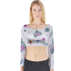 Template-flower Long Sleeve Crop Top by nateshop