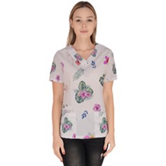 Template-flower Women s V-neck Scrub Top by nateshop