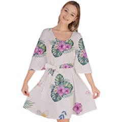 Template-flower Velour Kimono Dress