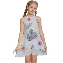 Template-flower Kids  Halter Collar Waist Tie Chiffon Dress