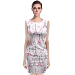 Eiffel Tower Pattern Wallpaper Sleeveless Velvet Midi Dress