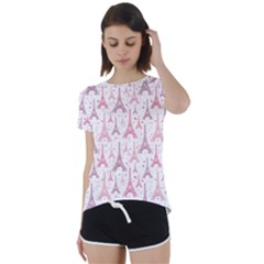 Eiffel Tower Pattern Wallpaper Short Sleeve Foldover Tee by Amaryn4rt