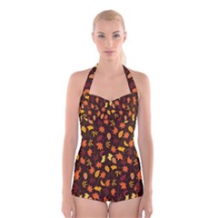 Thanksgiving Boyleg Halter Swimsuit  by nateshop