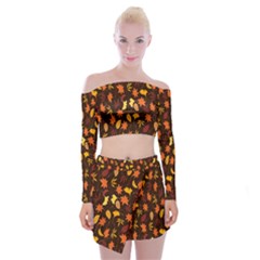 Thanksgiving Off Shoulder Top With Mini Skirt Set by nateshop