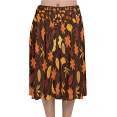 Thanksgiving Velvet Flared Midi Skirt by nateshop