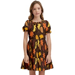 Thanksgiving Kids  Puff Sleeved Dress by nateshop