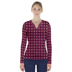 Kaleidoscope Seamless Pattern V-neck Long Sleeve Top by Amaryn4rt