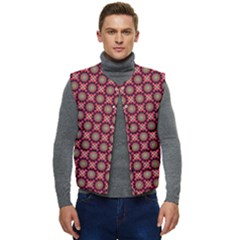 Kaleidoscope Seamless Pattern Men s Short Button Up Puffer Vest	