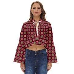 Kaleidoscope Seamless Pattern Boho Long Bell Sleeve Top