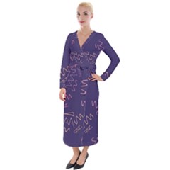 Background Abstract Pattern Design Velvet Maxi Wrap Dress