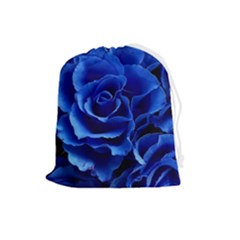 Blue Roses Flowers Plant Romance Drawstring Pouch (large) by Wegoenart