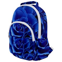 Blue Roses Flowers Plant Romance Rounded Multi Pocket Backpack by Wegoenart