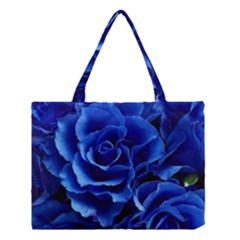 Blue Roses Flowers Plant Romance Medium Tote Bag by Wegoenart