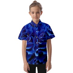 Blue Roses Flowers Plant Romance Kids  Short Sleeve Shirt by Wegoenart