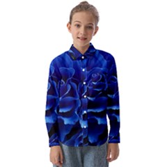 Blue Roses Flowers Plant Romance Kids  Long Sleeve Shirt by Wegoenart