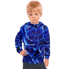 Blue Roses Flowers Plant Romance Kids  Hooded Pullover by Wegoenart