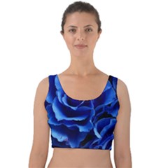 Blue Roses Flowers Plant Romance Velvet Crop Top by Wegoenart